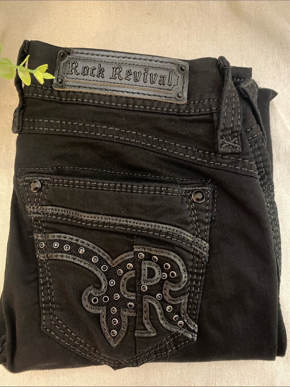 Rock Revival Beryl Black Skinny Stretch Jean, Size 28